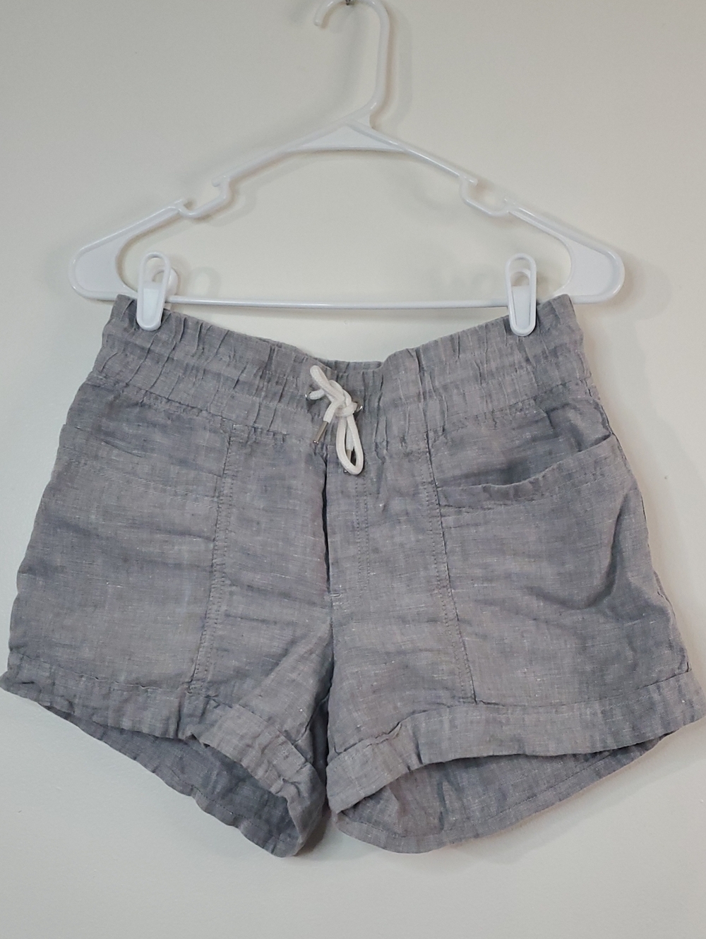 Athleta Cabo 4" Linen Shorts Size 0 Grey Resortwear Beach Vacation